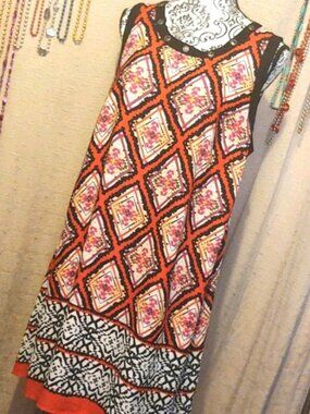 Takara Aztec Print Orange Shift Dress XL